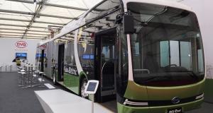 Autobús elèctric articulat que BYD ha presentat a la fira Bursworld de Kortrijk / Enrique Cepeda