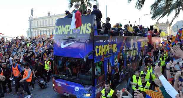 Bus Turístic durant la celebració de la LLiga del Barça / Miguel Ángel Cuartero