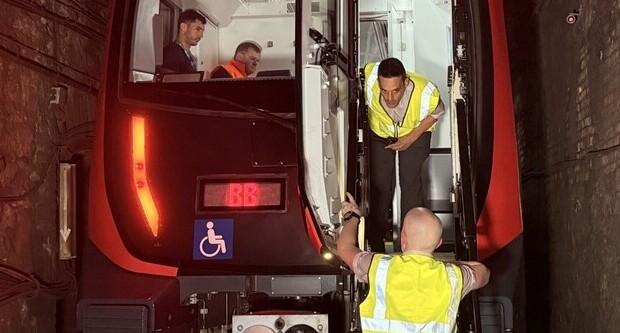 La testera del tren durant un moment del simulacre