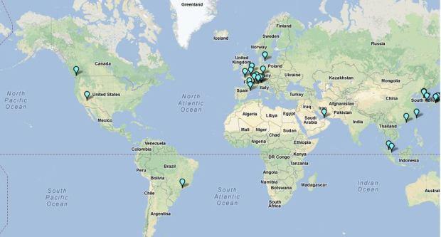 Captura de pantalla del mapa interactiu sobre metros automàtics que es pot consultar al web metroautomation.org 