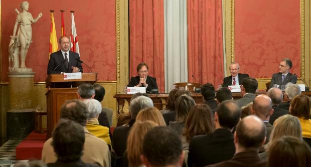 El conseller d'Empresa i Ocupació, Felip Puig, intervenint a l'assemblea de Respon.cat / Cambra de Comerç de Barcelona