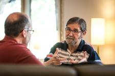 Un moment de l'entrevista, al cafè de La Pedrera / Pep Herrero Un moment de l'entrevista, al cafè de La Pedrera / Pep Herrero
